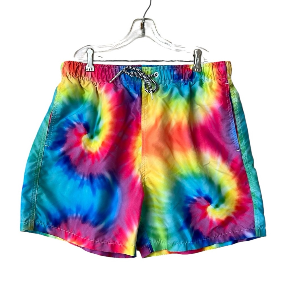 Boardies Apparel Men’s Rainbow Tie Dye Swim Trunks Board Shorts Beach Summer M